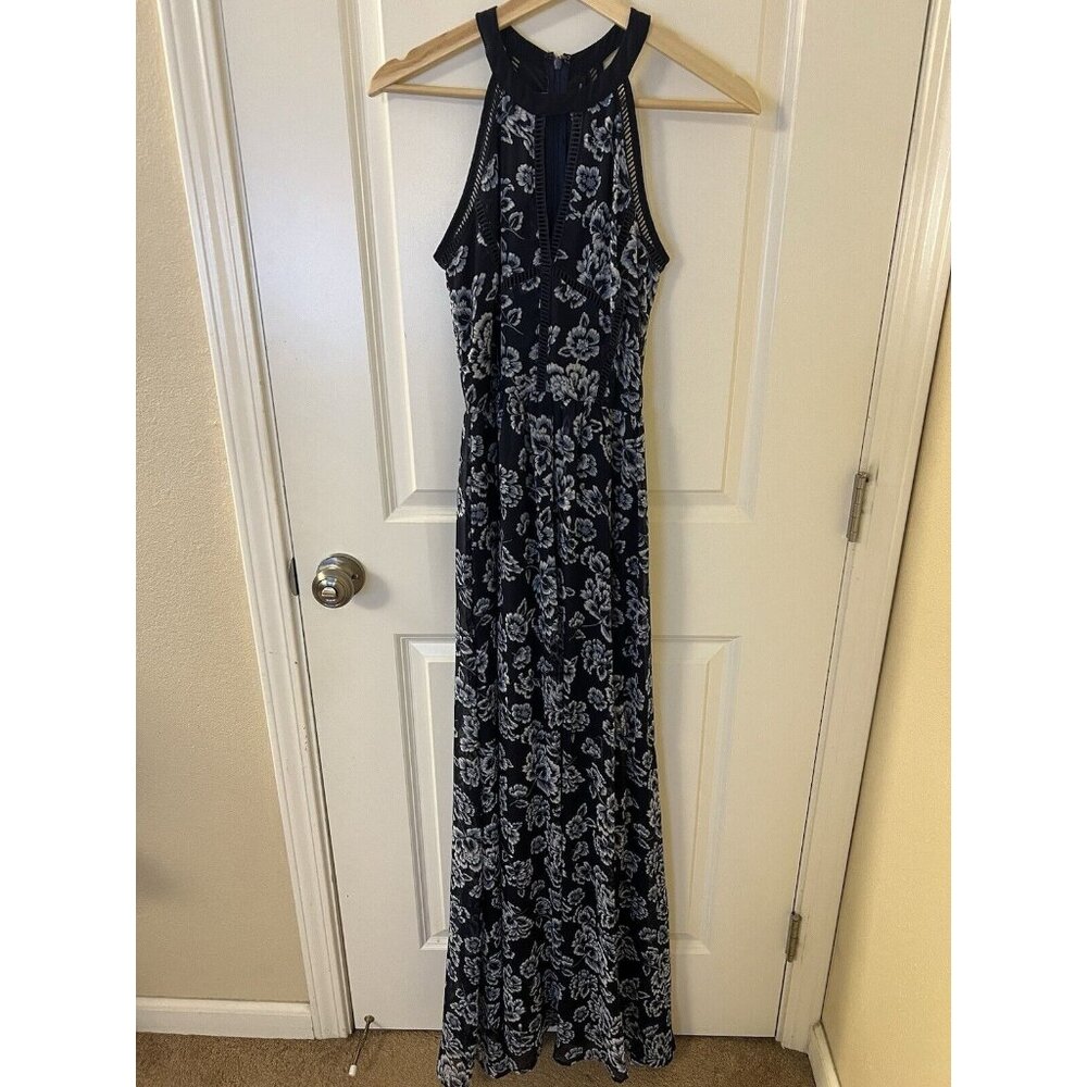 Lulu’s Got The Blooms Navy Blue Floral Print Maxi Dress Size XS